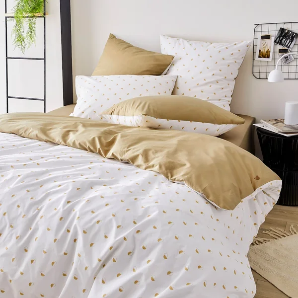 Housse de couette 200x200 cm percale 100% coton ALEX marron Moka