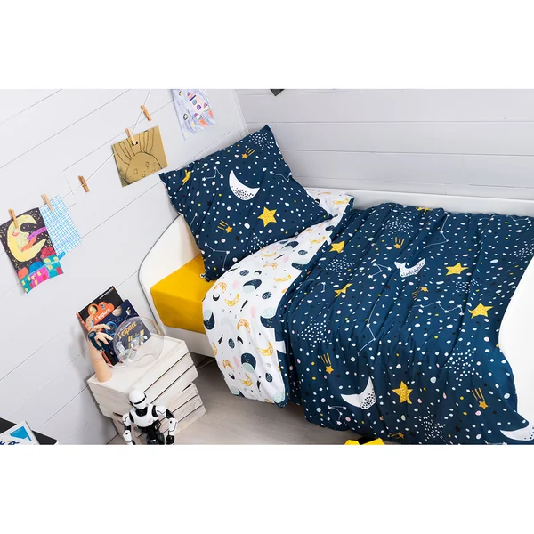 Housse de couette 240x220cm et 2 taies d'oreiller 60x60cm en coton blanc et noir - Ikat