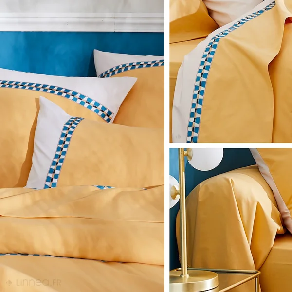 Housse de couette 260x240 cm en percale 100% coton ROMY Ambre