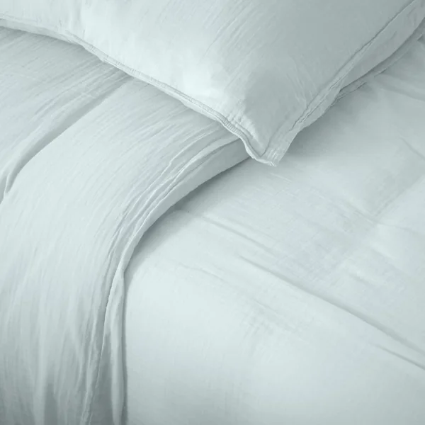 Housse de couette 260x240 cm mousseline de coton MILOS vert lichen