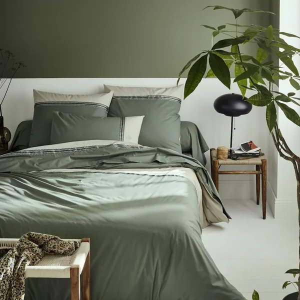 Housse de couette 260x240 cm percale 100% coton NOA vert Kaki