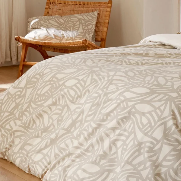 Housse de couette 280x240 cm 100% coton lavé SERENA Beige écru