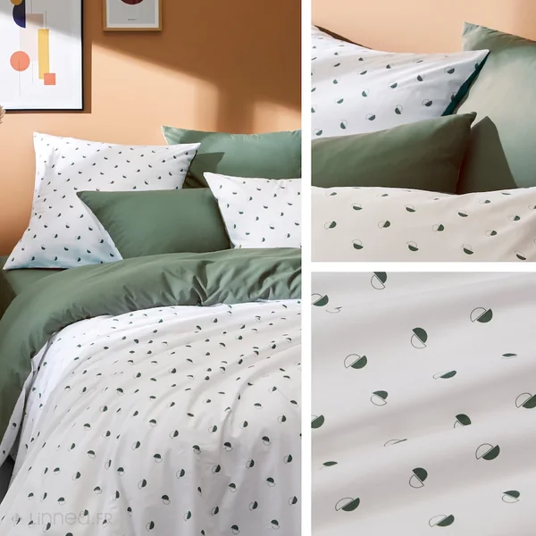 Housse de couette 280x240 cm percale 100% coton ALEX vert Kaki