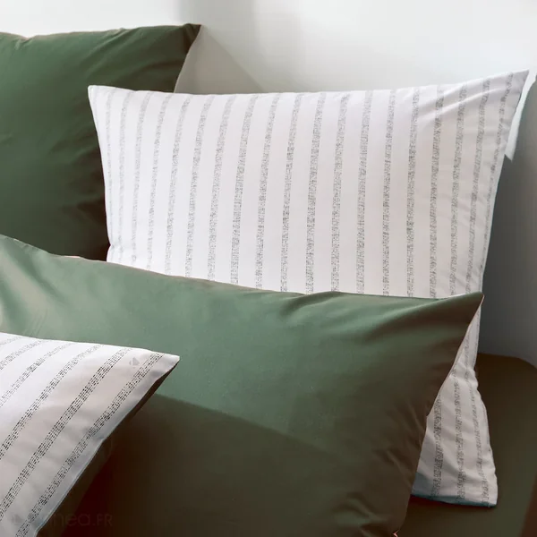Housse de couette 280x240 cm percale 100% coton GABY vert Kaki