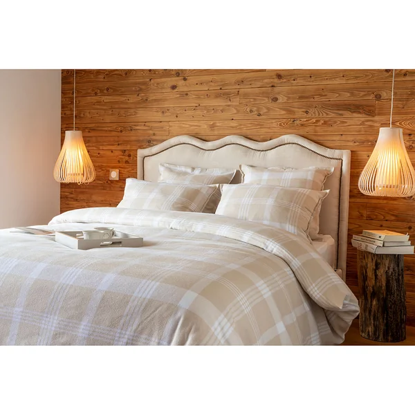 Housse de couette en flanelle de coton beige 240x220cm - Hector
