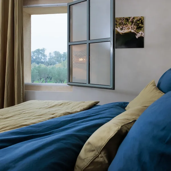 Housse de couette lin et coton 260x240 cm collection OPERA bleu ardoise