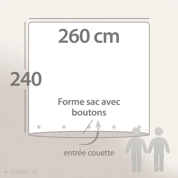 Housse de couette lin et coton 260x240 cm collection OPERA bleu brume