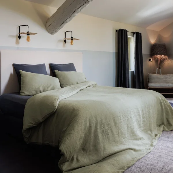 Housse de couette lin et coton 260x240 cm collection OPERA vert laurier