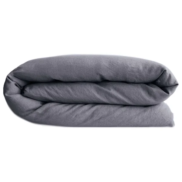 Housse de couette PALACE pur coton lavé 140x200 cm uni gris brume