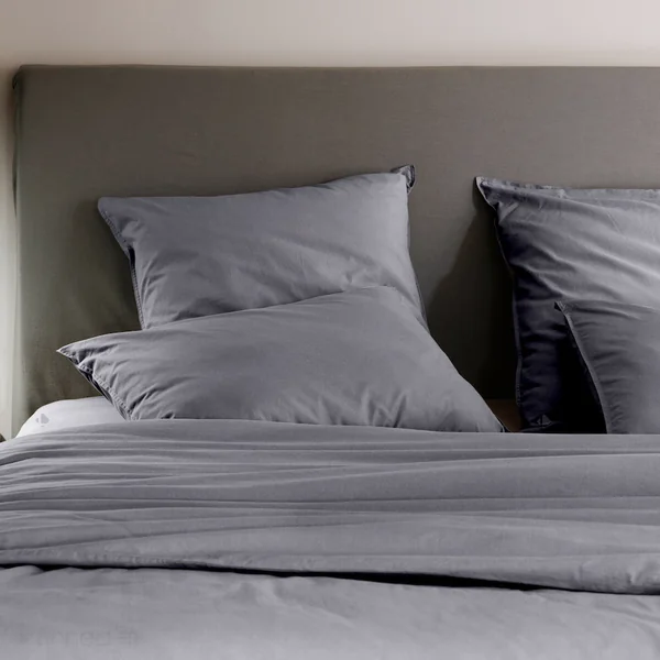 Housse de couette PALACE pur coton lavé 140x200 cm uni gris brume