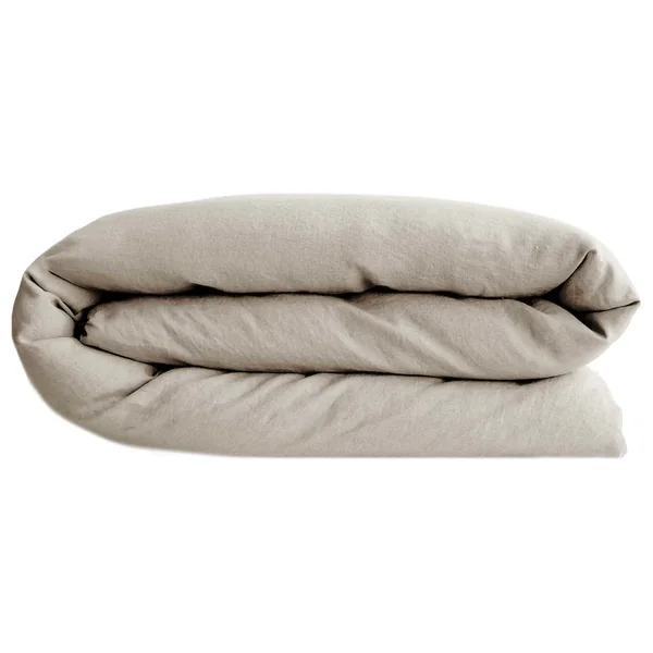 Housse de couette PALACE pur coton lavé 200x200 cm uni beige lin