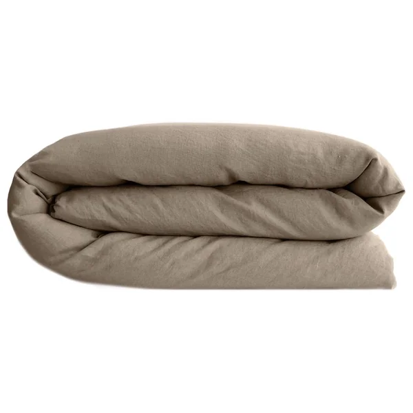 Housse de couette PALACE pur coton lavé 200x200 cm uni marron camel
