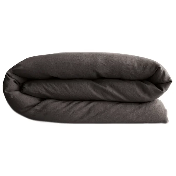Housse de couette PALACE pur coton lavé 240x220 cm uni marron café