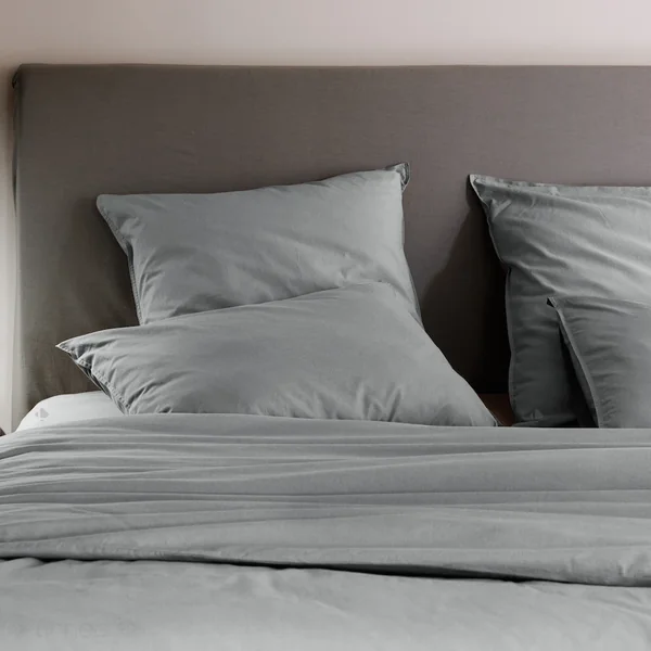 Housse de couette PALACE pur coton lavé 260x240 cm uni gris acier