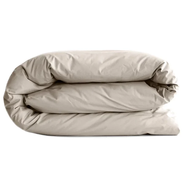 Housse de couette uni 200x200 cm percale de coton MANOIR beige Lin