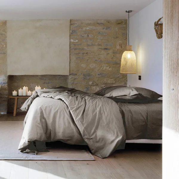 Housse de couette uni 200x200 cm percale de coton MANOIR gris Cendre