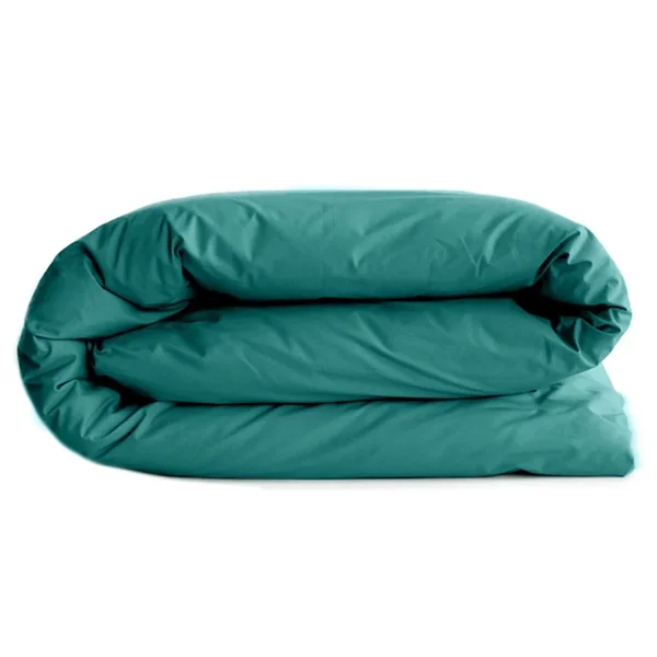 Housse de couette uni 240x220 cm percale de coton MANOIR vert Canard