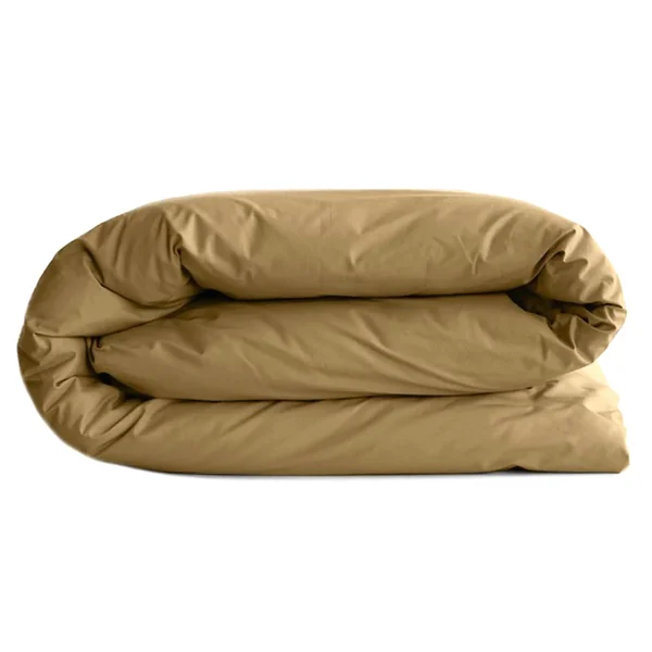 Housse de couette uni 260x240 cm percale de coton MANOIR marron Cognac