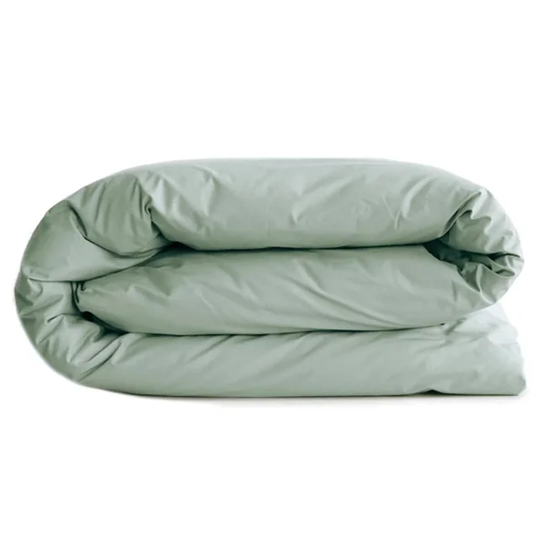 Housse de couette uni 260x240 cm percale de coton MANOIR vert Lichen
