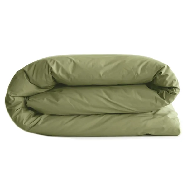 Housse de couette uni 260x240 cm percale de coton MANOIR vert Mousse
