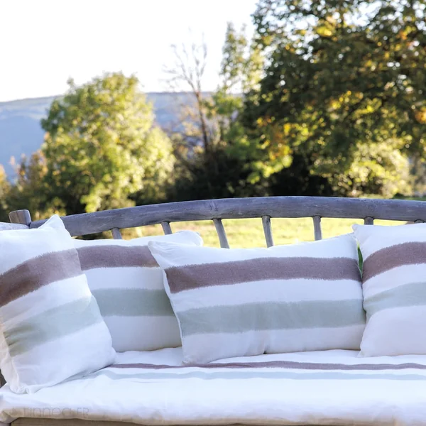 Housse de coussin 40x60 cm Aria lin lavé doublé coton Tabac-Sauge