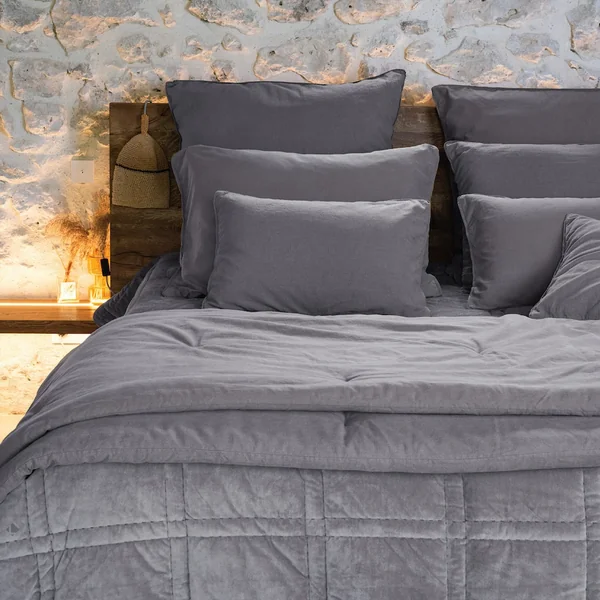 Housse de coussin 45x45 cm 50% lin et 50% coton collection OPERA DECO brume