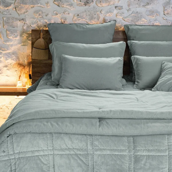 Housse de coussin 45x45 cm 50% lin et 50% coton collection OPERA DECO lichen