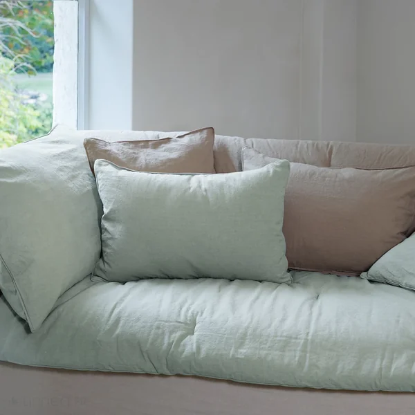 Housse de coussin 45x45 cm 50% lin et 50% coton collection OPERA DECO lichen