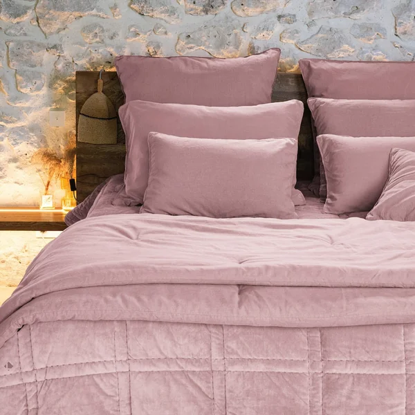 Housse de coussin 45x45 cm 50% lin et 50% coton collection OPERA DECO rose