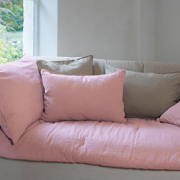 Housse de coussin 45x45 cm 50% lin et 50% coton collection OPERA DECO rose