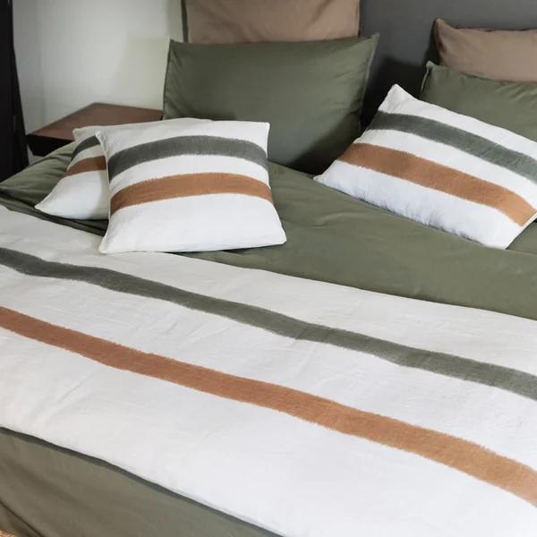 Housse de coussin 45x45 cm Aria lin lavé doublé coton Cognac-Kaki