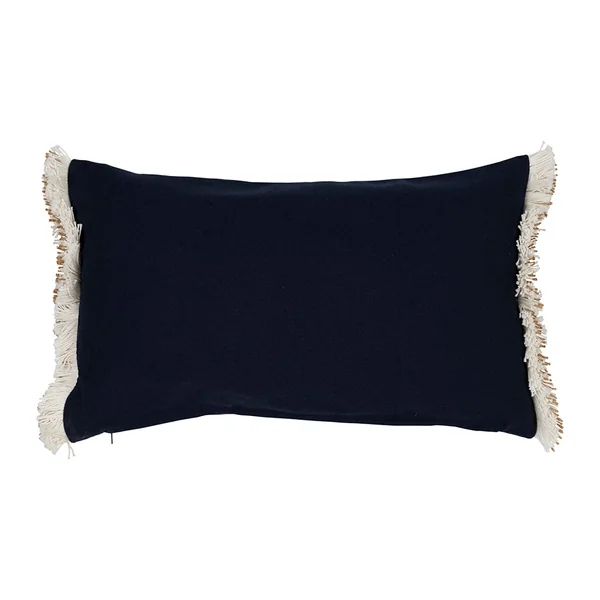 Housse de coussin baleine en coton bleu marine et beige 50x30cm - Amarres
