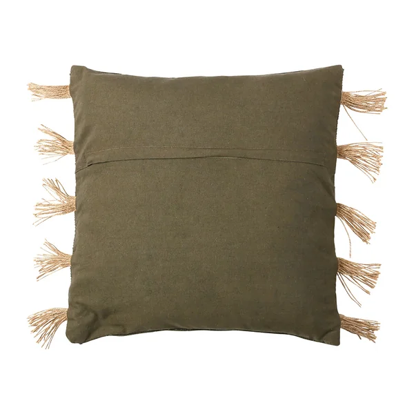 Housse de coussin en coton et jute Kaki 45x45cm - Kolore
