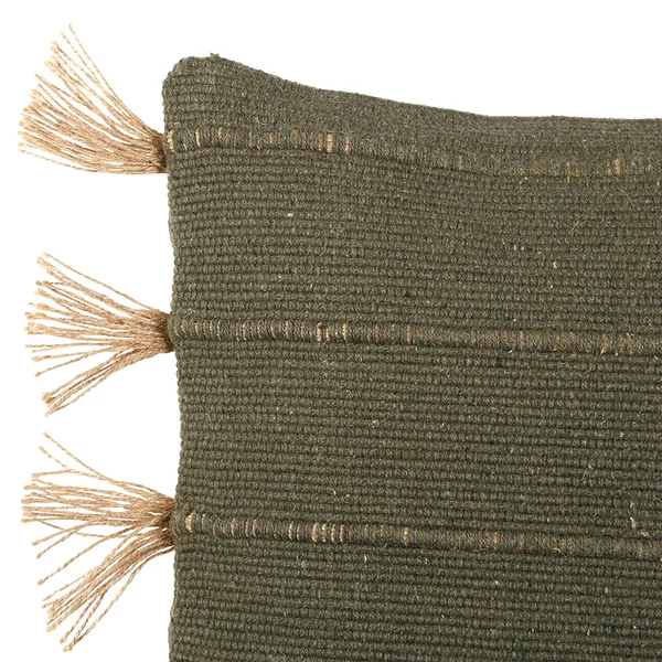 Housse de coussin en coton et jute Kaki 45x45cm - Kolore