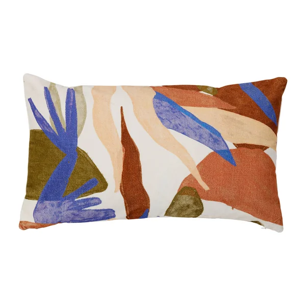 Housse de coussin en coton et velours bleu et terracotta 50x30cm - Bitki