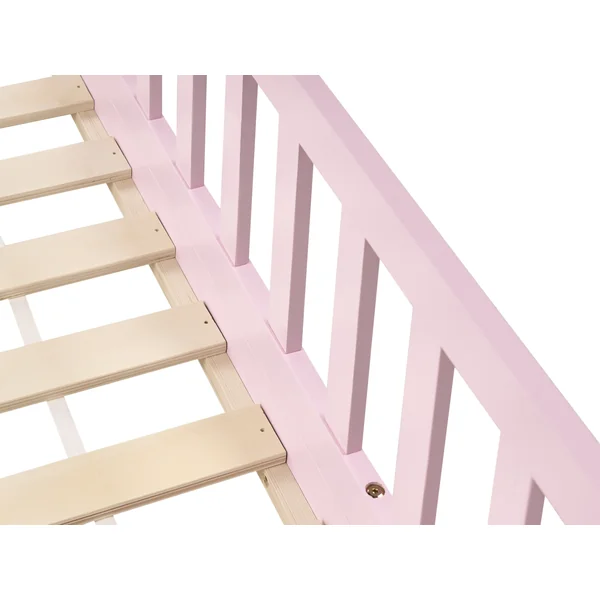 Kids Bed House Pine Wood COSSAYE 90 x 200 cm (EU Single) Pastel Pink