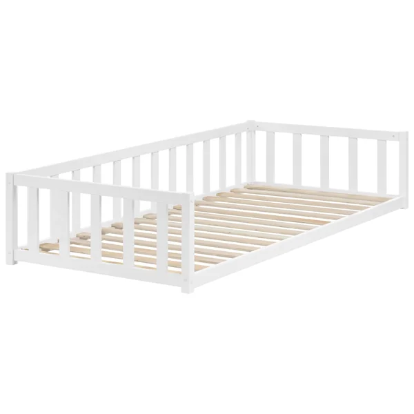 Kids Bed Pine Wood AURIBEAU 90 x 200 cm (EU Single) White