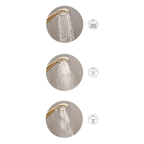 Kit de pommeau de douche avec tuyau flexible MACAY 3 modes Doré