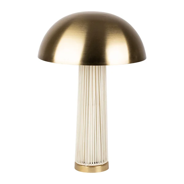 Lampe champignon en fer et nylon blanc et doré h58cm E27 - Champart