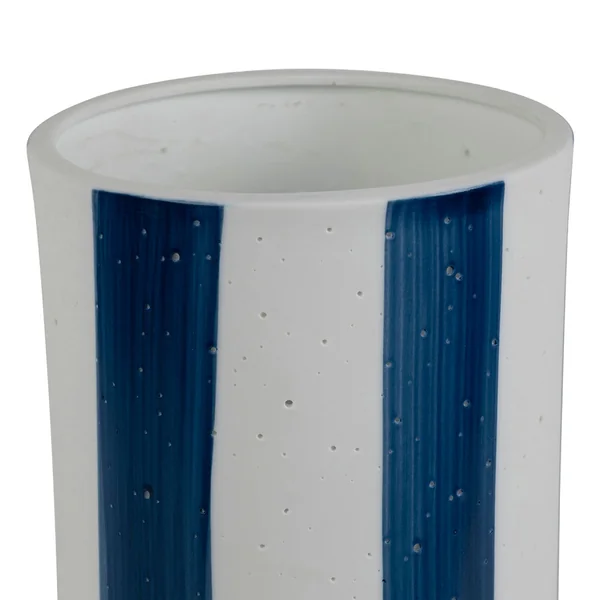 Lampe cylindre en porcelaine rayée indigo et blanc h28cm E14 - Alaria