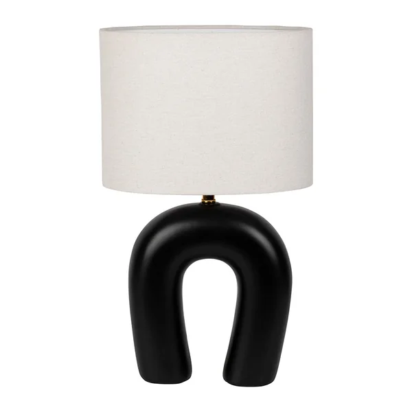 Lampe en coton et céramique noir et écru h45cm E14 - Organic