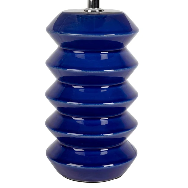 Lampe en lin et céramique indigo et blanc h40cm E14 - Verda
