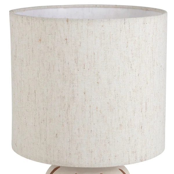 Lampe en lin et céramique rayée brun et blanc h40cm E27 - Paese