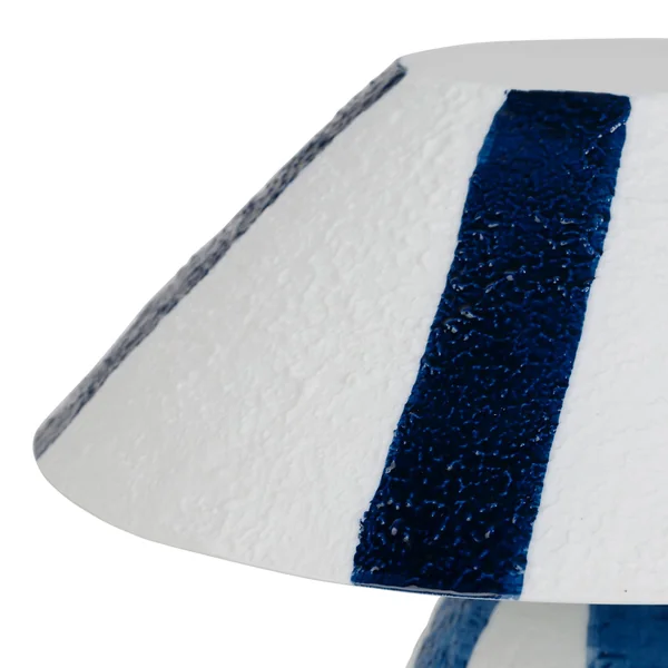 Lampe en porcelaine rayée indigo et blanc h25cm G9 - Alaria