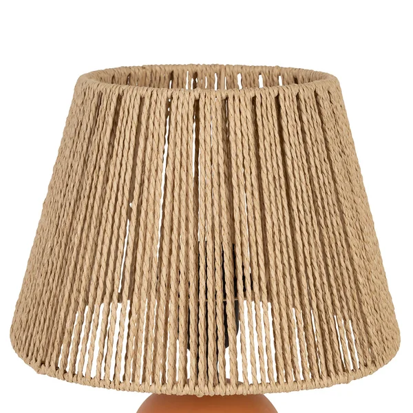 Lampe en raphia et terre cuite terracotta mat h32cm E27 - Nira