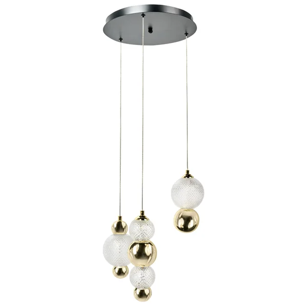 Lampes suspension à 3 lumières SORA LED Verre Doré