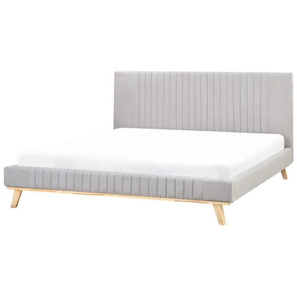 Lit avec sommier Tissu chenille TALENCE 180 x 200 cm Gris clair