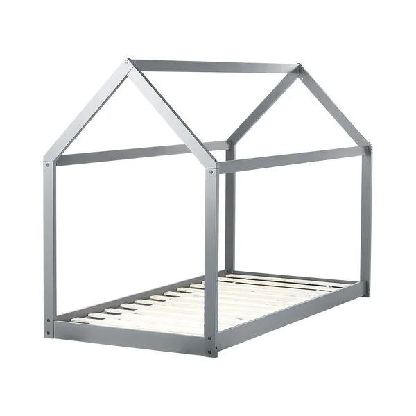 Lit d'enfant Maison Bois de pin TOSSE 90 x 200 cm Gris