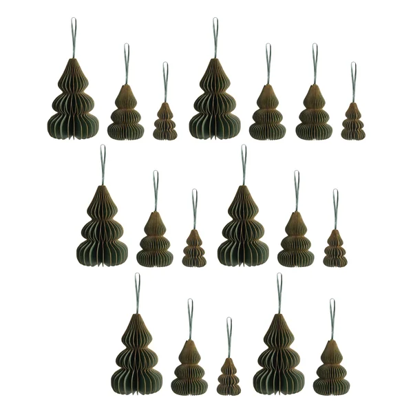 Lot de 19 décorations pour sapin de Noël ORKLA Papier Vert