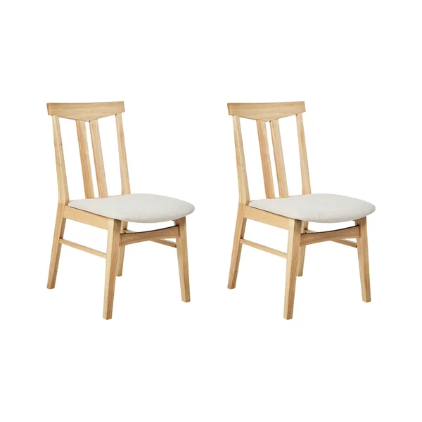 Lot de 2 chaises de salle à manger AVALON Bois Beige clair